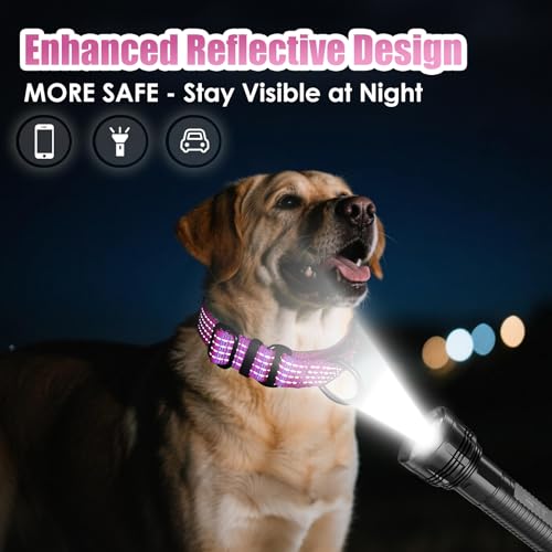 Image of Martingale Dog Collar, Reflective No Pull with Buckle, Hot Pink, S | Escape Proof without choking ,Training Collar with Quick Release Buckle, Adjustable Heavy Duty Nylon collars for S M L Dogs
