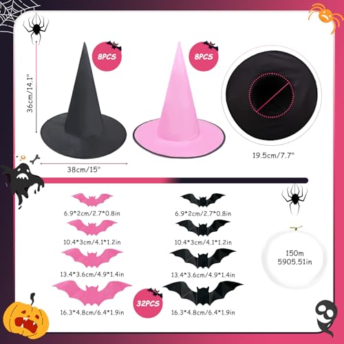 Chapeaux de sorcière suspendus pour décor effrayant de cosplay