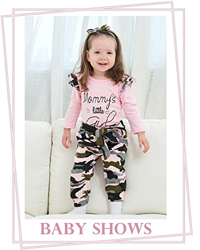 Image of Newborn Baby Girl Clothes Toddler Girl Outfits Ruffle Long Sleeve Tops Pants with Hats and Headband Fall Summer Clothes Sets