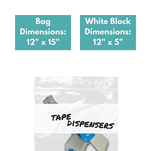 Zipper With White Block Reclosable Plastic Bags 12" X 15" 4 Mil Clear Large Polybag 1000 Count #TOP2