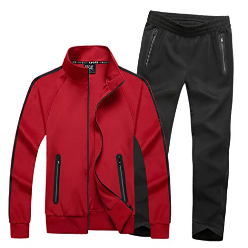 Real Spark Women's Athletic Full Zip Jogging Sports Tracksuit Casual Sweat Suit Set Red S