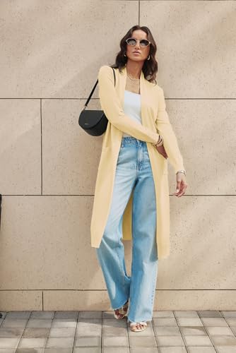 Image of GRACE KARIN Essential Solid Open Front Maxi Long Knitted Cardigan Sweater for Women