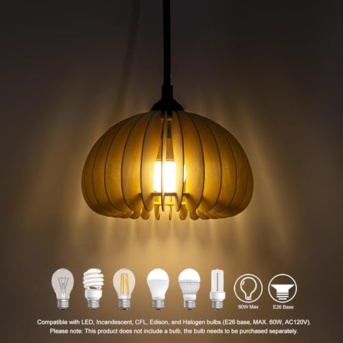 Image of Wood Lantern Plug in Wall Sconces, Wicker Brackets Wall Lamp with Plug in Cord Hand Woven Rattan Bedside Reading Light, Wooden Globe Pumpkin Shade Hemp Rope Hanging Lamp for Living Room Bedroom