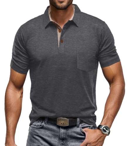 Image of Sailwind Men's Cotton Polo Shirts Short Sleeve Casual Summer Shirts Classic Collared Golf Shirt with Pocket