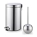 Cook N Home Stainless Steel Step Trash Can/Bin and Toilet Brush with Holder Set, 7 Liter, Round