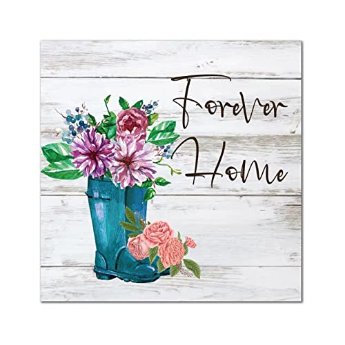 Plaque en bois rustique et dahlia : le cadeau de pendaison de crémaillère idéal