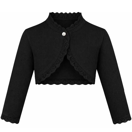 Image of Lilax Little Girls' Knit Long Sleeve Button Closure Bolero Cardigan Shrug