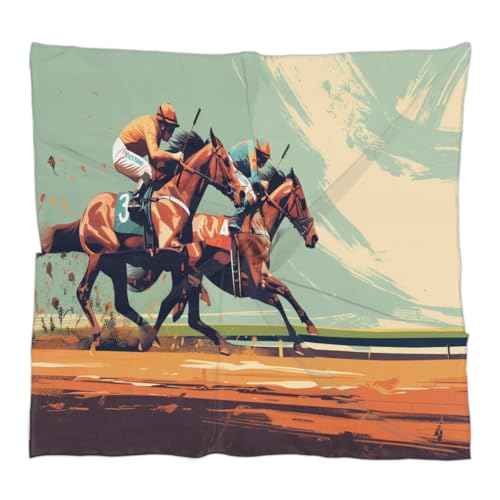 Horse Racing Silk Feeling Scarf Head Scarf for Women 23.6 x 23.6 Inch Neckerchief Lightweight Square Scarves Bandana Hair Wrap for Sleeping