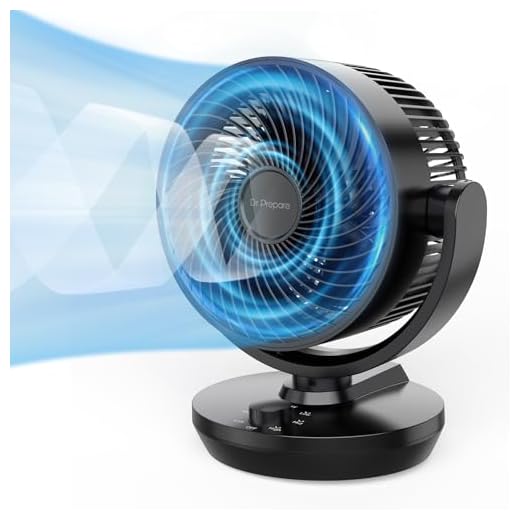 DR.PREPARE Ventilador de Mesa Oscilante 70°+100° 3 Velocidades Silencioso Potente Ventilador Todo el Año Compacto para Oficina, Dormitorio, Cocina y Exteriores