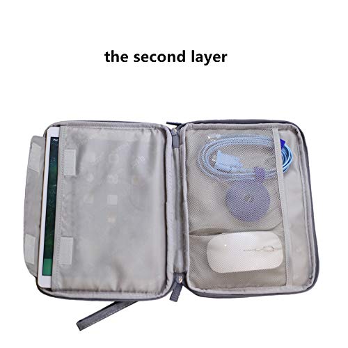 Electronics Organizer Travel Cable Cord Wire Bag Accessories Gadget Gear Storage Cases for 10.5 Inch Tablet (Light Gray)