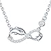 INFINIONLY Collier pendentif pour femme fille, ensembles de bijoux en argent 925, pendentif symbole de l'infini et dauphin mignon, zircon incrusté, argent, Cadeau de Noël et d'anniversaire