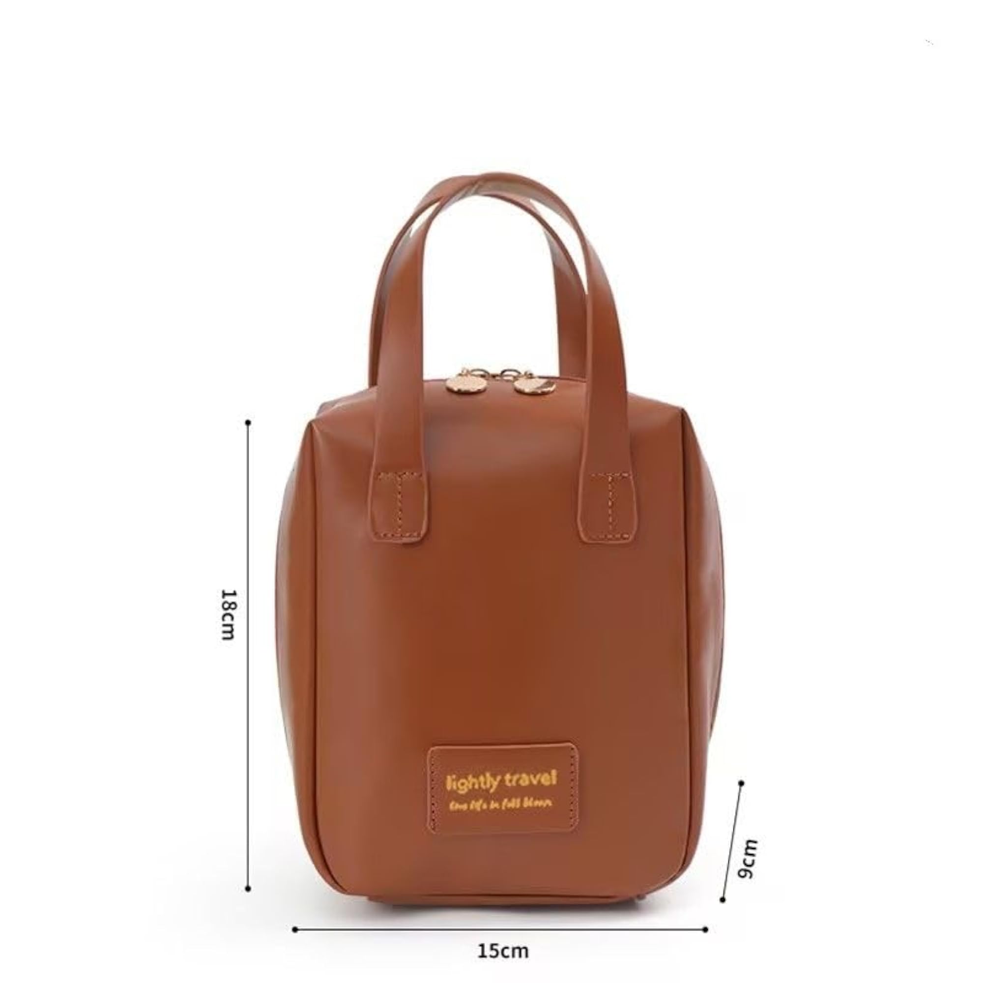 Travel Makeup Bag with Handle for Women, Waterproof Leather Organizer