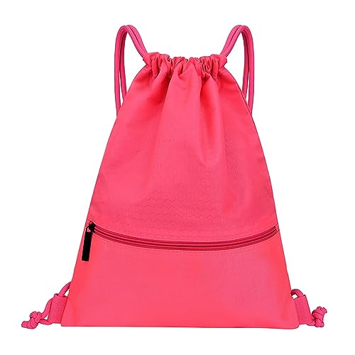 TDEOK Mochilas Niñas Adolescentes Negro Cordón Mochila String Bag Sackpack Agua Nylon para Gimnasio Compras Deportes Yoga Emergencia Mochilas, Rosa., Talla única