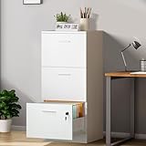 YITAHOME Lockable File Cabinet with 3 Drawers, Filing Cabinet Storage Vertical Lockable Home Office Organizer for A4, Letter (White)
