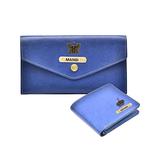 Image of YOUR GIFT STUDIO : Classy Minimal Clutch + Men's Wallet | Couple Gifts (Blue)