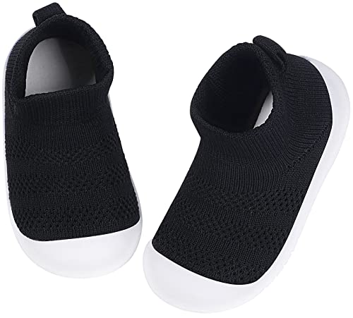 Sisttke Baby Shoes Girls Boys Toddler Socks Breathable Baby Slippers Infant First Walking Sneakers Non Slip Soft Rubber Sole,Black-2 thumb #1