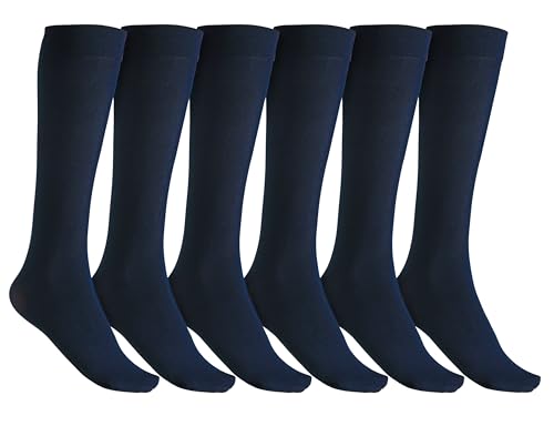 Image of Winterlace Women's Trouser Socks, Opaque Stretchy Nylon Knee High, Many Colors, 6 or 12 Pairs