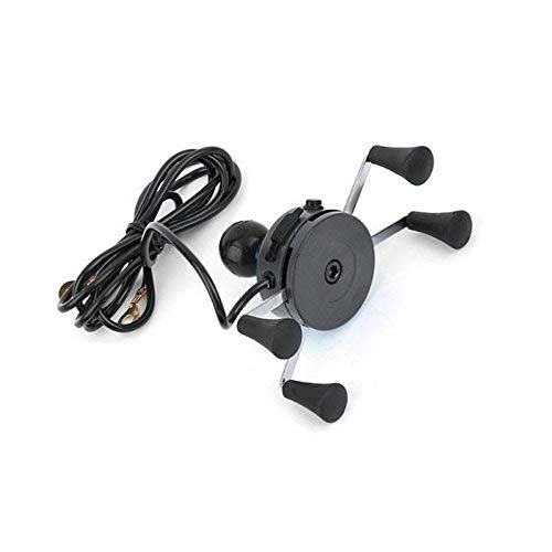 Dhe Best MH-02 Bike Smart Dual Handlebar Mount Mobile Holder with USB Charging/Charger 360 Degree Handle Bar Adjustable Black for RE Thunderbird 350 Model 2-picture-23