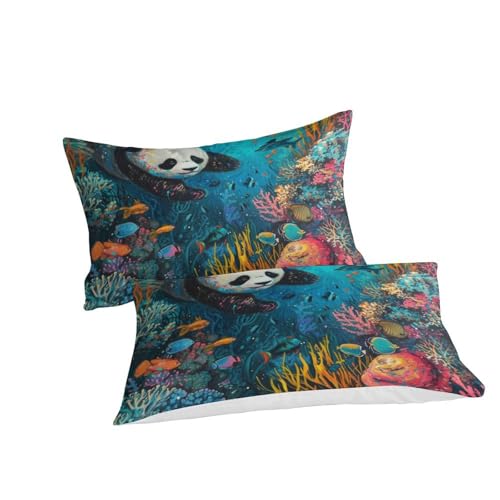 Set de housse de couette 3 pièces panda imprimé 3D microfibre double