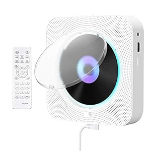 Gueray CD Player Bluetooth mit Hintergrundlicht Lautsprecher CD-Player für Wandmontage Unterstützt Fernbedienung LED…