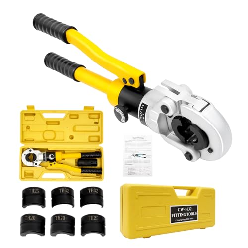 LENJKYYO Pince à Sertir Hydraulique 8 Tonnes Pince à Sertir Multicouche 16-32mm Sertisseuse Multicouche Avec 4 Mâchoires Tête Rotative 360°Pour tube...