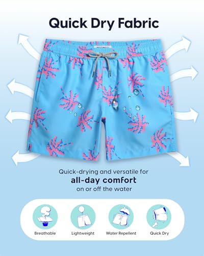 Image of maamgic Mens Swim Trunks 5 Inch with Mesh Lining, Quick Dry Mens Bathing Suit, Swim Shorts for Swimming and Beach