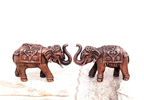 Image of Copper Idols India, 1.1 inches, Handmade Paired Elephant Idol 125 Gram, Patina Antique Finish, Pack of 2 Piece
