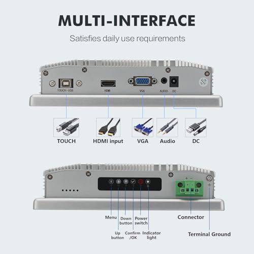 Image of 8 inch Touchscreen Monitor,Ratio 16:10 IPS PCAP Industrial Touch Screen Monitor with HD-MI VGA USB Port,Build-in Speakers & VESA,Touch Screen for PC,POS,Laptop,Home,RPI