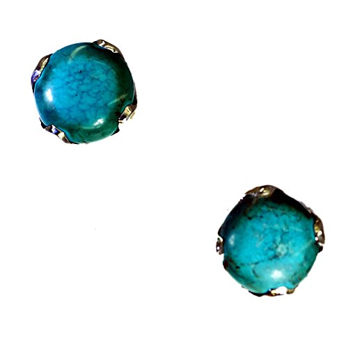 Boucles d'oreilles turquoise naturelle d'exception en argent précieux