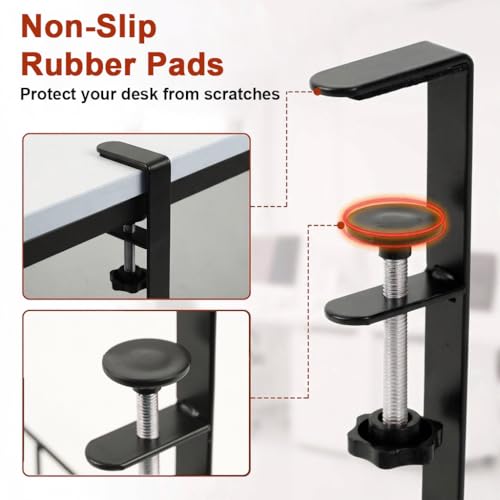 Image of Under Desk Cable Management Tray, No-Drill Clamp-On Wire Organizer Basket with Retractable Design, 29.5x7.5 in Large Storage Tray with Zip Ties & Cable Clips for Office Desk and Home Workspace