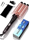 3 Barrel Curling Iron Wand, MAXT Clamp 1 Inch Hair Waver 25mm Ceramic Crimper Hair Curler Triple Bar