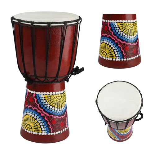 Wood Djembe Drum, 6.5'' x 12''Carved Mahogany African Drums with ...