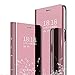 Produktbild cookaR Oppo Find X2 Pro Hülle Spiegel Schutzhülle Flip Handy Case mit Standfunktion Handyhülle Tasche für Oppo Find X2 Pro Smartphone,Rose Gold