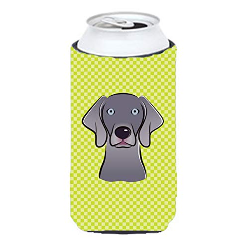 Caroline's Treasures BB1293TBC Checkerboard Lime Green Weimaraner Tall Boy Hugger Can Cooler Sleeve Hugger Machine Washable Drink Sleeve Hugger Collapsible Insulator Beverage Insulated Holder