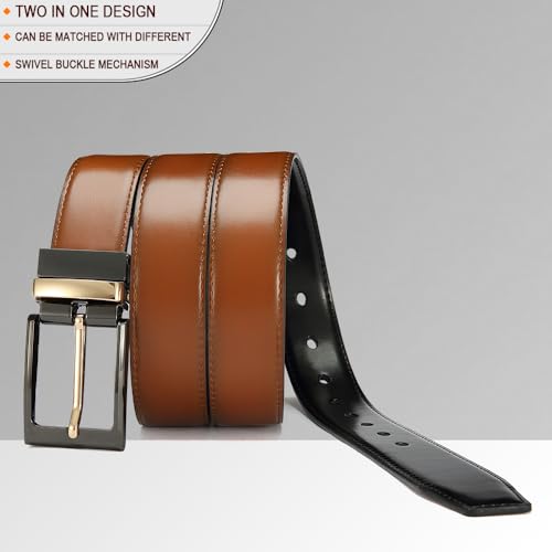 Image of DOOPAI Reversible Leather Belt for Men 1.25 inch - Dual Sided Dress and Casual Belt, Trim to Fit, 2 Styles in One Belt