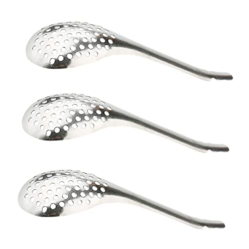 HOLIDYOYO Set of 3 Stainless Steel Strainer Spoons Caviar Colander Kitchen Cooking Utensils