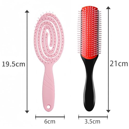 Detangle Hair Brush,2 PCS Hair Brush Tangle Brush Hairbrushes Curly Brush Wavy Hair Brush Professional Hair Brush Hair Brish Detangler Brush Anti Tangle Hair Brush for Women Men Blow Drying Hair - Image 3