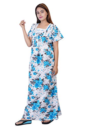 Image of Women's Cotton Block Print Knee Length Nighty