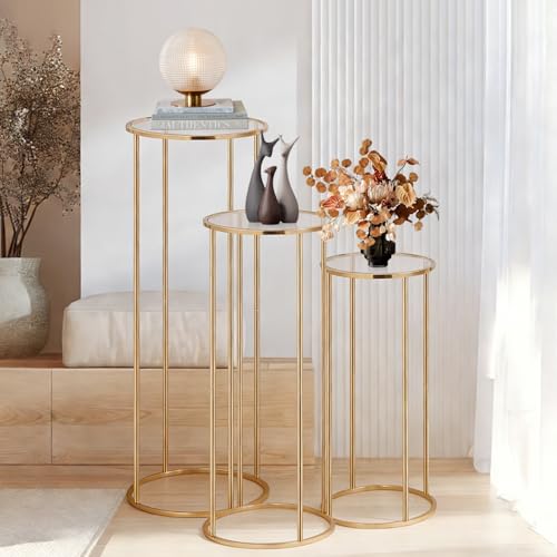 Cylinder Stands for Party, 3Pcs Gold Cylinder Pedestal Stand, Cilindros Para Fiestas Cake Table Stand Parties Metal Round Cylinder Display Plant Stand Tables for Weddings Birthday Party Decorations by WEITANKG - Image 5