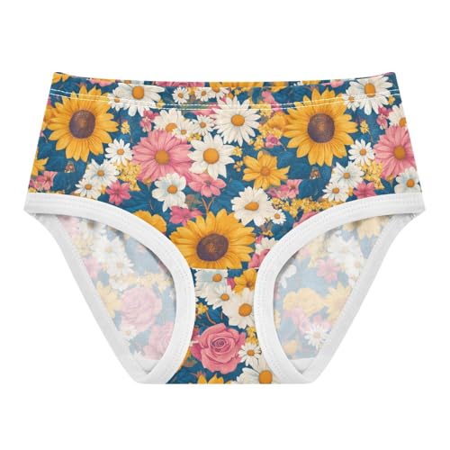 Girls Underwear Soft Cotton Sunflower Rose Kids Panties in Sizes 2/3t, 4t, 5t, 6 and 8