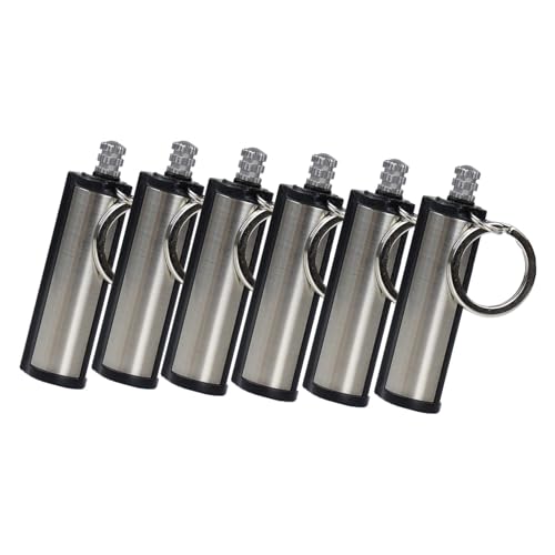 6PCS Fire Starter Lighter Waterproof Flint Match, Permanent Match with Keychain Outdoor Camping Survival Refillable Lighter(Without Fluid) (6)