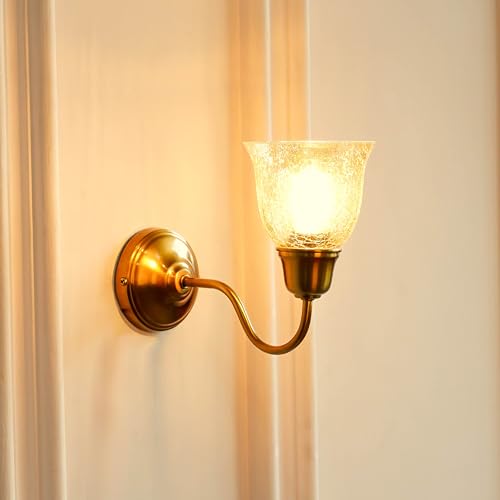 Image of Divine Trends Wall Lamp /Wall Light Antique Brass Finish with Cup Glass Crackled Golden Luster for Living Room, Bedroom, Home Decoration Pack of 1