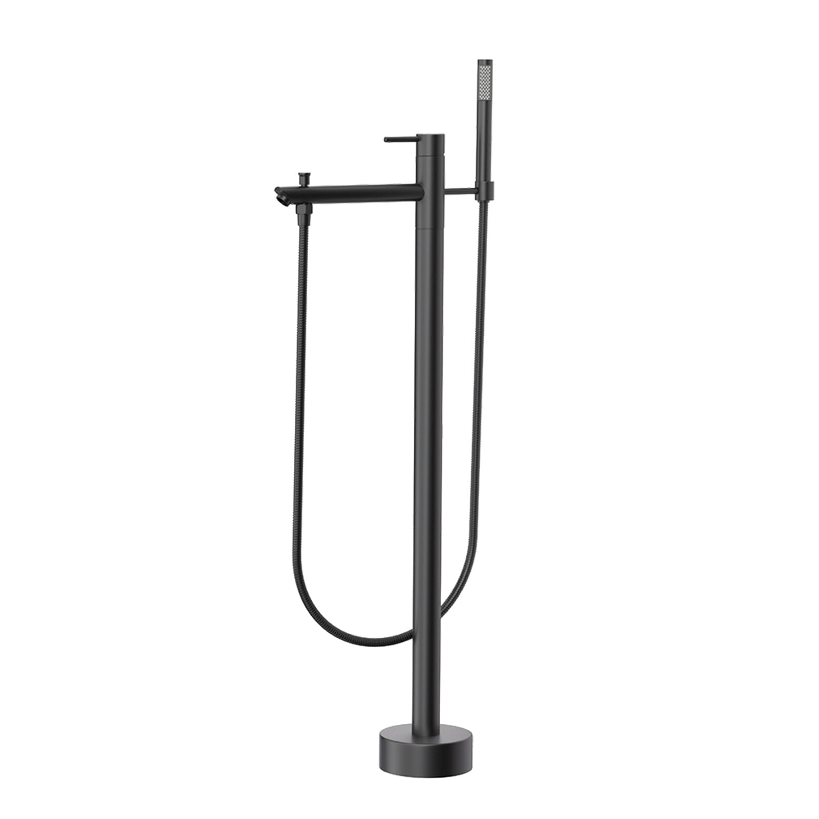Rubinetto per Vasca da Bagno freestanding Contemporaneo in Ottone Nero con doccetta a Mano, Design Moderno a Maniglia Singola per Un'Esperienza di Bagno ottimale.