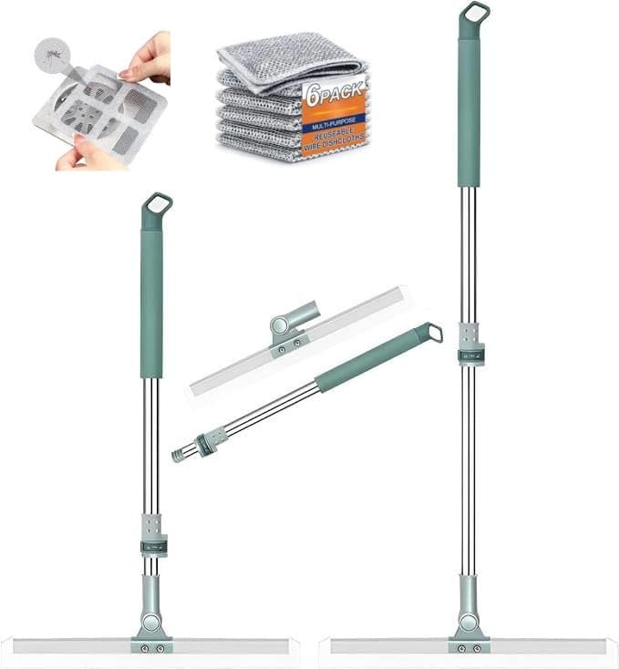 KANAKADHARA Multifunctional Magic Broom Silicon Slim Floor Wiper 180 Degree Rotating Squeegee Broom for Cleaning Rubber Floor Scrubber with Long Handle Adjustable (6 Dish Cloth &10 Hair Drain Catcher) (B0DFCYGSDL) Amazon Price History, Amazon Price Tracker