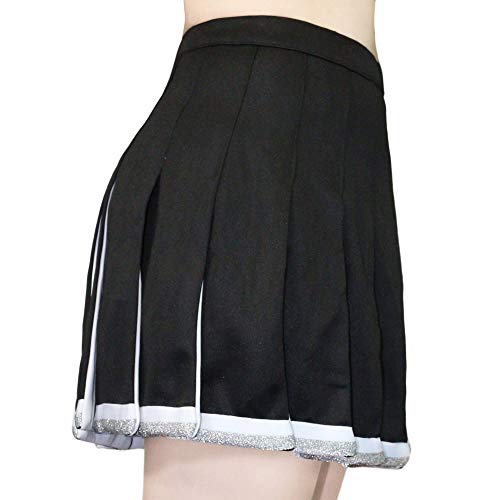 Danzcue Adult Cheerleading Pleated Skirt, Black-White, X-Large - Thumbnail 3