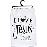 Primitives by Kathy Decorative Kitchen Towel - I Love Jesus But I Cuss A Little