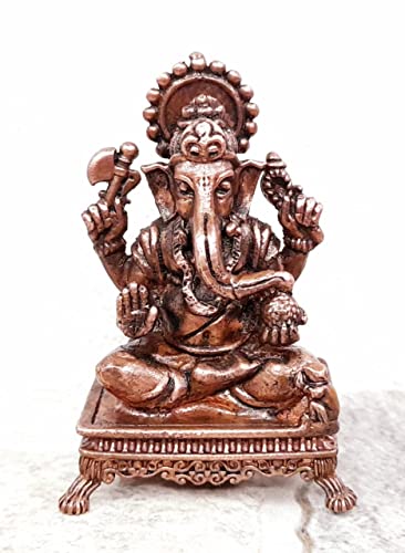 Image of Copper Idols, 2.4 inches, Copper Handmade Ganesh, 115 Grams, Patina Antique Finish, Pack of 1 Piece
