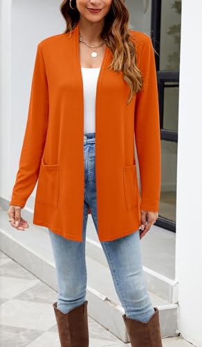 Image of Newchoice Womens Lightweight Long Sleeve Cardigans with Pockets Summer Casual Open Front Sweater Cardigan Duster