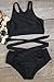 Cupshe Fashion Women's Solid Color High Waist Tank Bikini Set, Black, Small