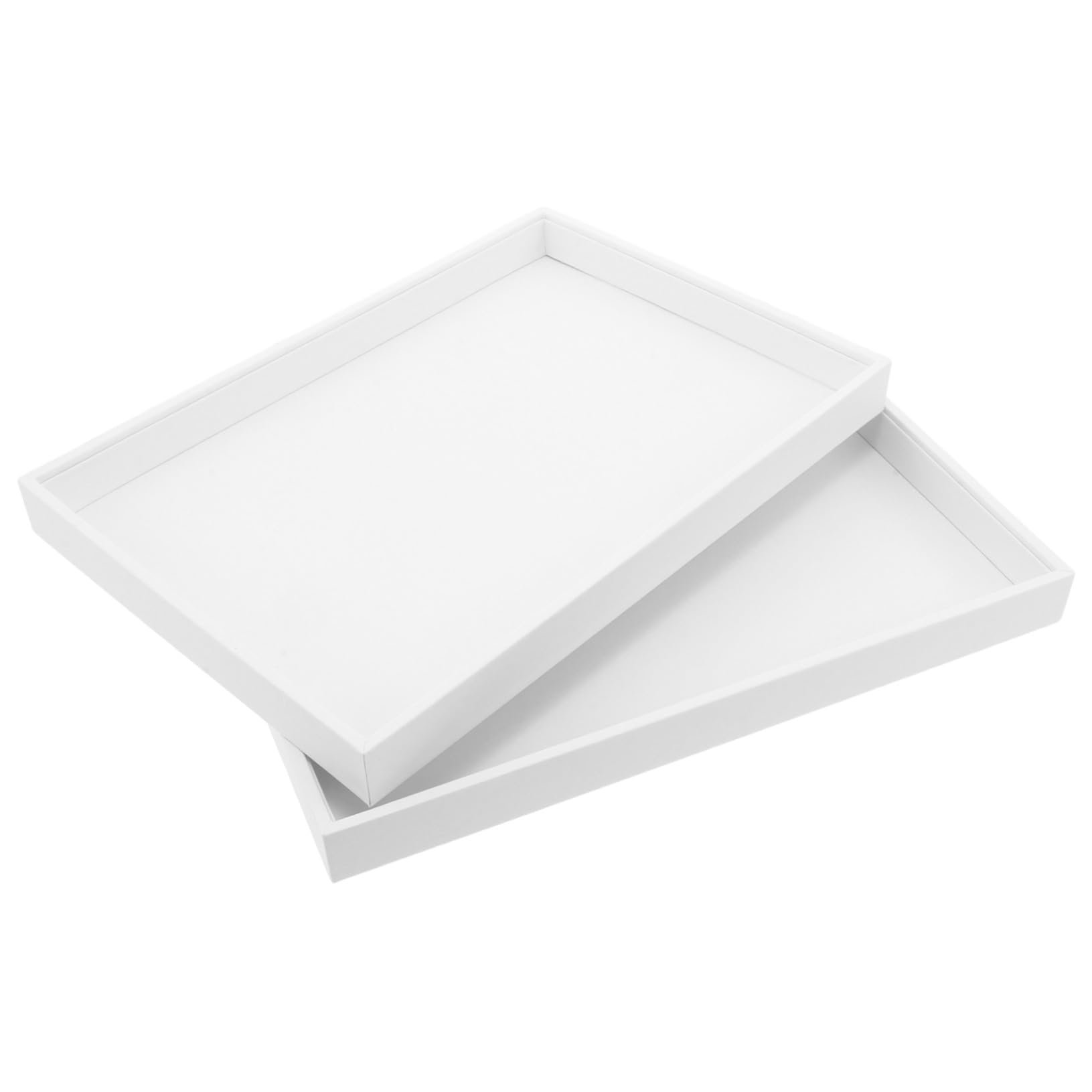 FOMIYES Plateau à Bijoux Décoratif Blanc 2pcs en Cuir Pu Fonction D'affichage pour Colliers et Bracelets, Organiseur Élégant pour Usage Quotidien ou Boutique